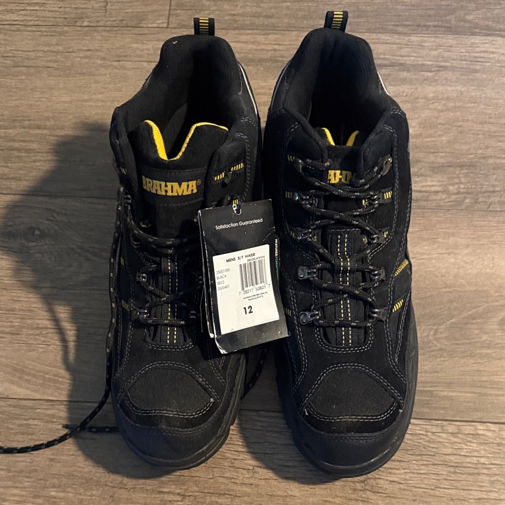 Brahma Men's Size 12 Black Athletic Shoes with Yellow Highlights